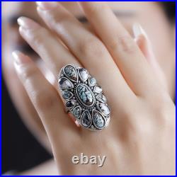 Artisan Crafted Blue Horizon Turquoise White Buffalo 10.10 Ring Silver Size 8