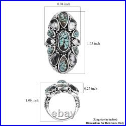 Artisan Crafted Blue Horizon Turquoise White Buffalo 10.10 Ring Silver Size 8