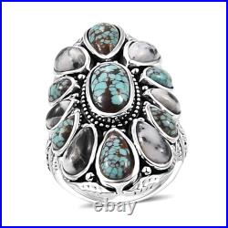 Artisan Crafted Blue Horizon Turquoise White Buffalo 10.10 Ring Silver Size 8