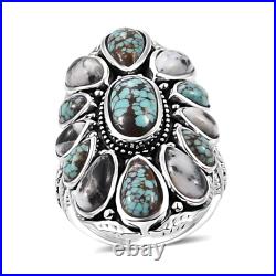 Artisan Crafted Blue Horizon Turquoise White Buffalo 10.10 Ring Silver Size 8