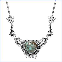 Artisan Crafted Turquoise Heart 925 Sterling Silver Necklace Size 18 Ct 10.91 Artisan Crafted Turquoise Heart 925 Sterling Silver Necklace Size 18 Ct 10.91
