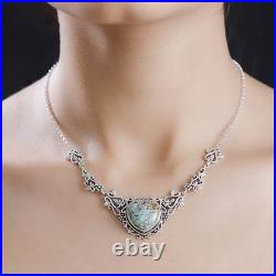 Artisan Crafted Turquoise Heart 925 Sterling Silver Necklace Size 18 Ct 10.91 Artisan Crafted Turquoise Heart 925 Sterling Silver Necklace Size 18 Ct 10.91