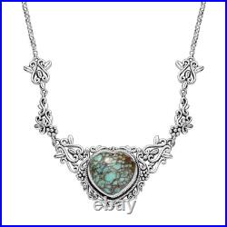 Artisan Crafted Turquoise Heart 925 Sterling Silver Necklace Size 18 Ct 10.91 Artisan Crafted Turquoise Heart 925 Sterling Silver Necklace Size 18 Ct 10.91