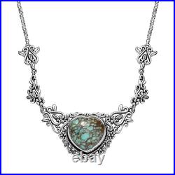 Artisan Crafted Turquoise Heart 925 Sterling Silver Necklace Size 18 Ct 10.91 Artisan Crafted Turquoise Heart 925 Sterling Silver Necklace Size 18 Ct 10.91