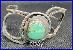 Artist Signed Native American 925 Sterling Silver & Turquoise Bracelet