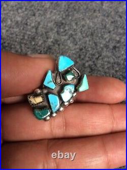 As is Native American Zuni sterling Silver Turquoise rainbowman ring Size 4.5
