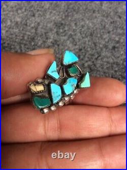 As is Native American Zuni sterling Silver Turquoise rainbowman ring Size 4.5