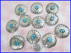As is lot sterling silver turquoise hand made Navajo round concho & belt pieces