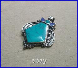 Asian Sterling Silver Pendant Ethnic Jewelry Turquoise Lapis PP91