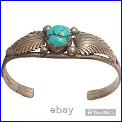 Astounding Navajo Gilbert Damon Fox Turquoise Sterling Silver Bracelet