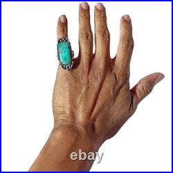 Astute Navajo 1970s sterling silver Royston turquoise ringsz6