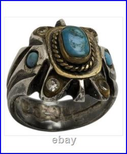 Astute Navajo Sleeping Beauty TURQUOISE STERLING SILVER RINGsz9