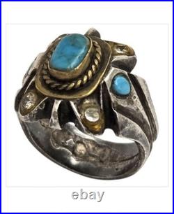 Astute Navajo Sleeping Beauty TURQUOISE STERLING SILVER RINGsz9