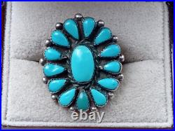 Attractive Native American Sterling Silver Ring w. Turquoise Setting Size 5.5 Attractive Native American Sterling Silver Ring w. Turquoise Setting Size 5.5
