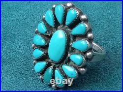 Attractive Native American Sterling Silver Ring w. Turquoise Setting Size 5.5 Attractive Native American Sterling Silver Ring w. Turquoise Setting Size 5.5