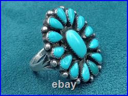 Attractive Native American Sterling Silver Ring w. Turquoise Setting Size 5.5 Attractive Native American Sterling Silver Ring w. Turquoise Setting Size 5.5
