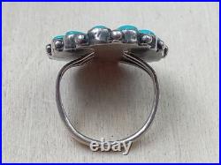 Attractive Native American Sterling Silver Ring w. Turquoise Setting Size 5.5 Attractive Native American Sterling Silver Ring w. Turquoise Setting Size 5.5