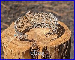 Authentic Navajo Sterling Silver Turquoise Bracelet Handcrafted NA Jewelry Sz 7