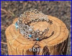 Authentic Navajo Sterling Silver Turquoise Bracelet Handcrafted NA Jewelry Sz 7
