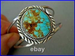BAL Native American Navajo Bright Sky Blue Turquoise Sterling Silver Bracelet