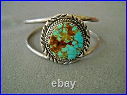 BAL Native American Navajo Bright Sky Blue Turquoise Sterling Silver Bracelet