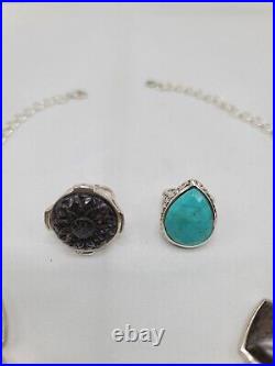 BARSE Turquoise Necklace Jewelry Set Bracelet 2 Rings 925 Sterling Silver HSN