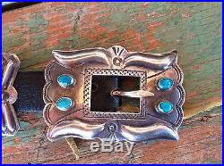 Beautiful Vintage Navajo Turquoise And Sterling Silver Concho Belt N R