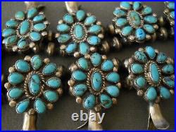 BEGAY Native American Turquoise Cluster Sterling Silver Squash Blossom Necklace