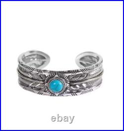 BRAND NEW! Vintage native American Navajo silver turquoise stone cuff bracelet