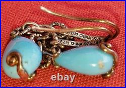 Barbara Bixby Turquoise Drop Earrings Sterling 18k Gold Lotus Sold Out Htf