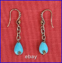 Barbara Bixby Turquoise Drop Earrings Sterling 18k Gold Lotus Sold Out Htf