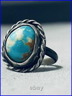 Beautiful Earth Blue Turquoise Sterling Silver Ring Old