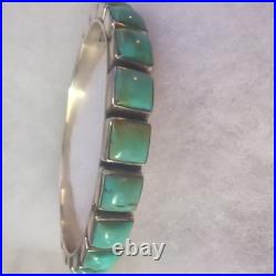 Beautiful Handmade square-cut Turquoise Sterling Silver Bangle By Dan Dodson Beautiful Handmade square-cut Turquoise Sterling Silver Bangle By Dan Dodson