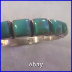 Beautiful Handmade square-cut Turquoise Sterling Silver Bangle By Dan Dodson Beautiful Handmade square-cut Turquoise Sterling Silver Bangle By Dan Dodson