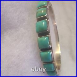 Beautiful Handmade square-cut Turquoise Sterling Silver Bangle By Dan Dodson Beautiful Handmade square-cut Turquoise Sterling Silver Bangle By Dan Dodson