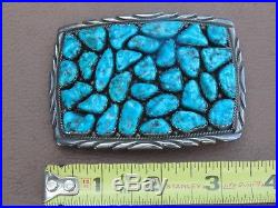 Beautiful STERLING SILVER Evelyn Yazzie OLD PAWN Turquoise Navajo Belt Buckle