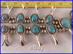 Beautiful Sothwest Sterling Silver Turquoise Squash Blossom Necklace Earrings