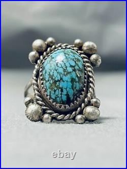 Beautiful Vintage Navajo Spiderweb Turquoise Sterling Silver Ring