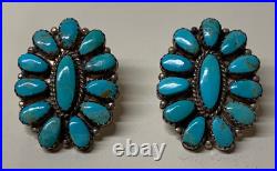 Bernice Bonney, Earrings, Turquoise, Cluster, Sterling Silver, Navajo