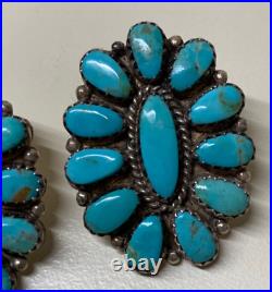 Bernice Bonney, Earrings, Turquoise, Cluster, Sterling Silver, Navajo