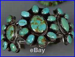 Big Old Pawn Kingman Blue CLUSTER TURQUOISE Sterling Silver CUFF Bracelet
