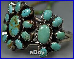 Big Old Pawn Kingman Blue CLUSTER TURQUOISE Sterling Silver CUFF Bracelet