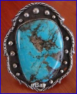 Bisbee Turquoise & Sterling Silver Bracelet-huge! Old Pawn 163 Grams