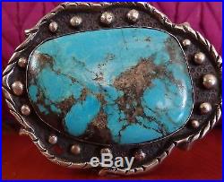 Bisbee Turquoise & Sterling Silver Bracelet-huge! Old Pawn 163 Grams