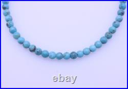 Blue Arizona Turquoise Round Beaded Boho Bracelet, Small Tiny Dainty 3mm Beads