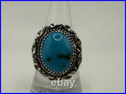 Blue Green Turquoise Ring Sterling Silver Avin Joe Navajo Size 8 R0182