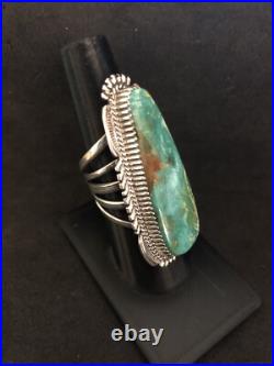 Blue Kingman Turquoise Sterling Silver Ring TBYRD Navajo AJ Sz8 R0011 Blue Kingman Turquoise Sterling Silver Ring TBYRD Navajo AJ Sz8 R0011