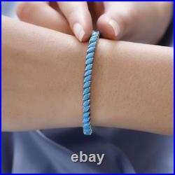 Blue Sleeping Beauty Turquoise Marquoise 14K White Gold Over 7.5Tennis Bracelet