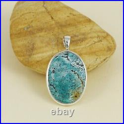 Blue Turquoise Gemstone Handmade 925 Sterling Silver Jewelry Pendant