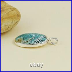 Blue Turquoise Gemstone Handmade 925 Sterling Silver Jewelry Pendant